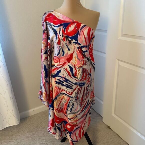 BCBG Maxazria NWT Asher Multicolored One Shoulder Dress M - Picture 1 of 5